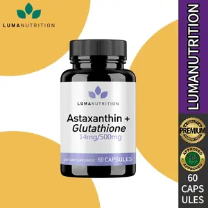Astaxanthin + Glutathione vegetarian Kapsul, sinergi kuat untuk imunitas & kecantikan, 60 kapsul