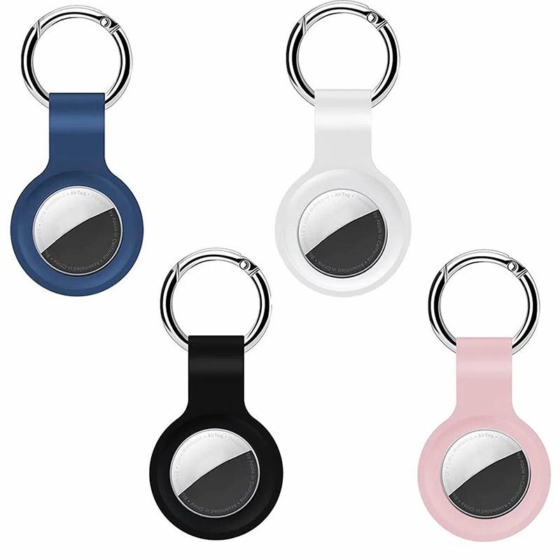 Dây chuyền chìa khóa cho AirTag, 4 gói, Vỏ silicon, Tương thích với thẻ Air T của Apple, Vỏ bảo vệ, Giá đỡ vòng chìa khóa, cho AirTag của Apple, Phụ kiện dây chuyền chìa khóa Air Tag, Vòng cổ Air Tag, Thiết bị theo dõi GPS cá nhân 0