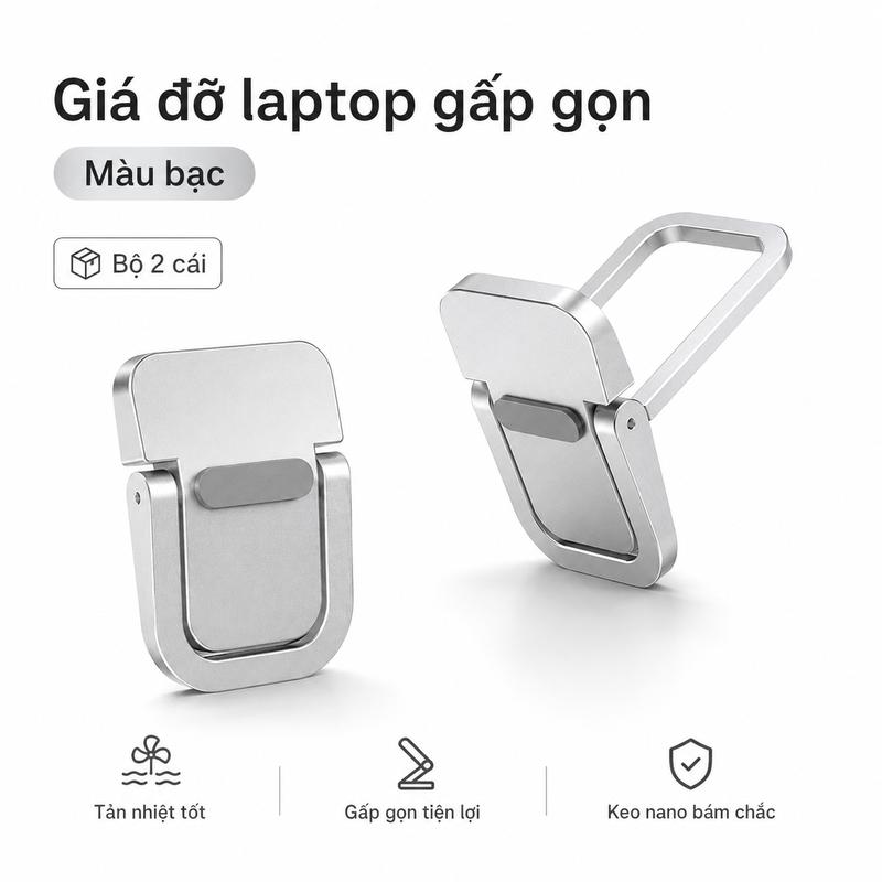 [1 Đôi] Giá Đỡ Laptop Mini Vô Hình Có Thể Gập Lại, Chân Đế Tản Nhiệt Máy Tính Xách Tay Macbook, Đệm Nâng Bàn Phím Di Động