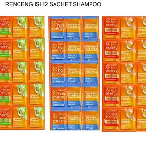 Makarizo Hair Energy Fibertherapy Sampo dan Kondisioner 10ml (1 renceng 12 Sachet x 2pcs) - Varian Melon & Aloe Vera Extract - Conditioner Kering Rontok Ketombe