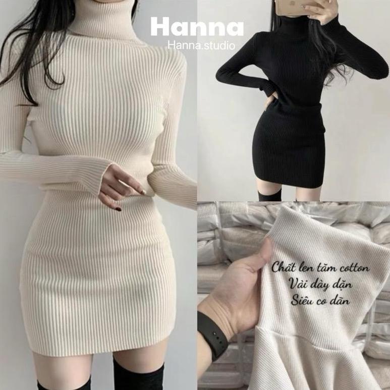  VÁY LEN TĂM BODY CỔ LỌ HÀN QUỐC DÁNG NGẮN THỜI TRANG NỮ 