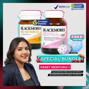 PAKET MENYUSUI I : BLACKMORES PREGNANCY AND BREASTFEEDING GOLD BPOM KALBE - 60 CAPS + BLACKMORES BIO D3 1000IU BPOM KALBE - 30 CLEAR CAPSULE