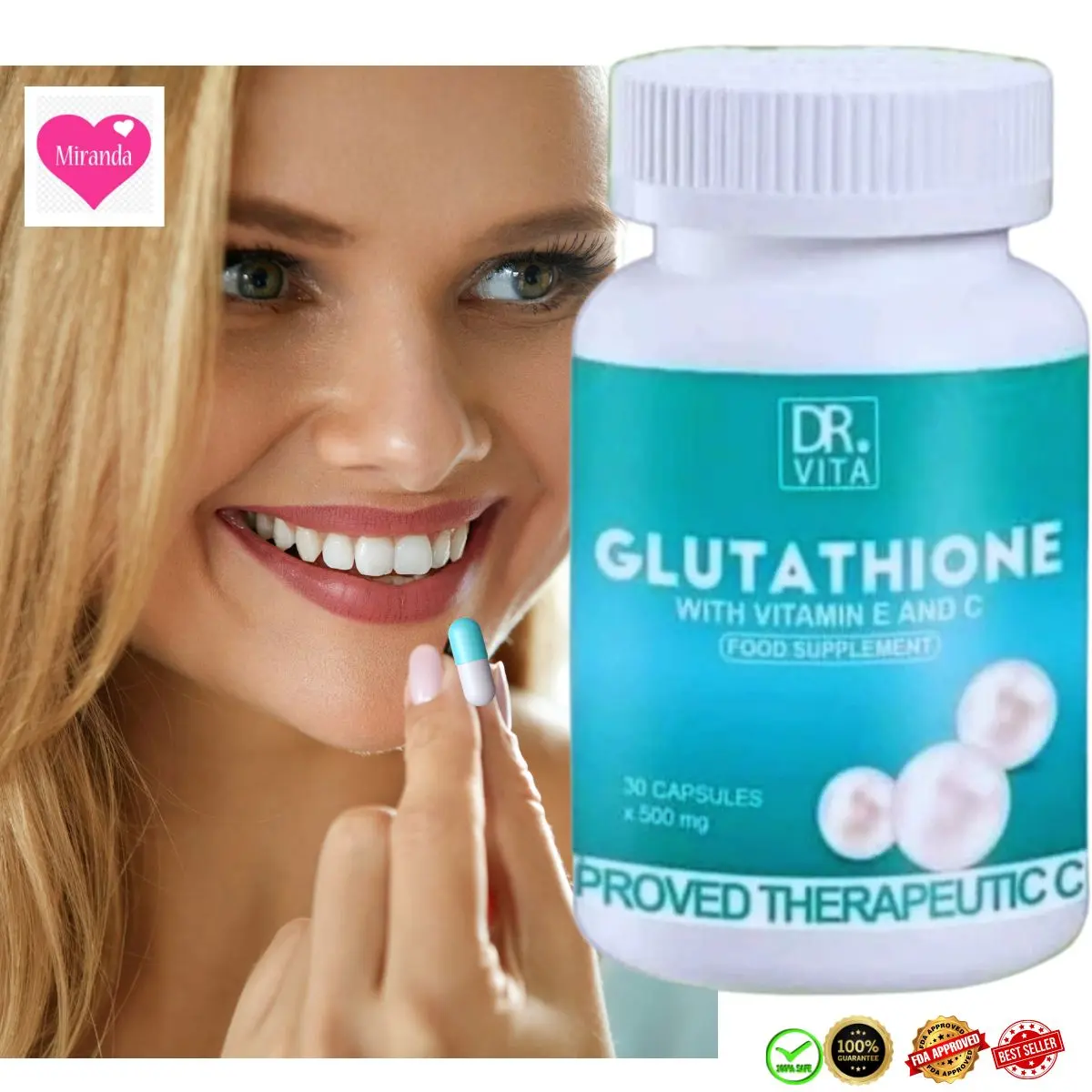 DR VITA GLUTATHIONE WITH VITAMIN E & C 30 CAPSULES ANTIOXIDANT & HELPS SKIN WHITENING Healthcare Fitness Supplement Edible Dietary Beauty Organic Hair Nail