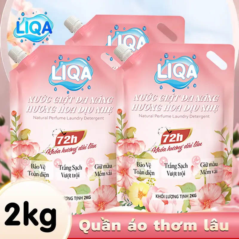 【COD】LIQA Nước Giặt 2kg - Hương Hoa Dịu Nhẹ Chiết Xuất Từ Thực Vật Tự Nhiên Giúp Hương Thơm Lâu Lâu 72 Giờ An Toàn Cho Da Tiết Kiệm Quần Áo Không Phai Màu Vĩnh Viễn Sản Xuất Tại Việt Nam