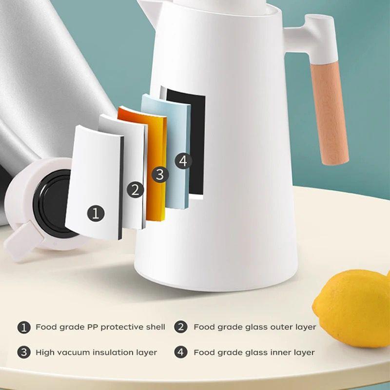 Product Introduction of Teko Air Panas Dingin Dengan Alat Ukur Suhu Termos Air Panas Tahan Dingin Vacum 1L dengan Gagang kayu 17