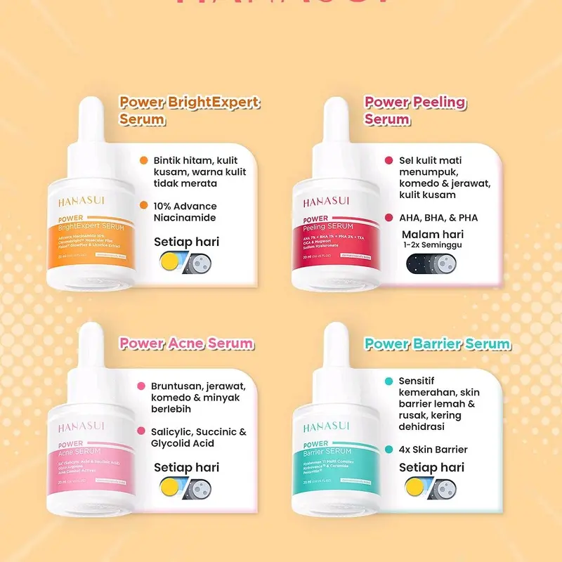 Hanasui Power Serum Series 20ml | Bright | Bright Expert | Acne | Post Acne | Barrier | Minipore | Bakuchiol 2