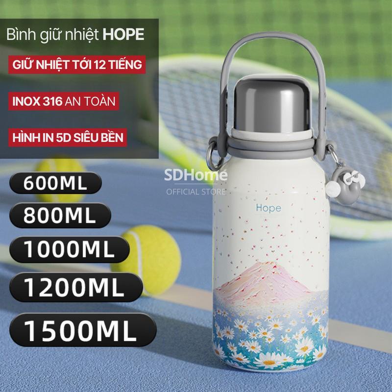 [NÚI HOPE] Bình Giữ Nhiệt có lõi lọc trà Inox 316 Big Car - Hình Núi Fuji Hoa Hồng HOPE 600ml 800ml 1000ml 1200ml 1500ml