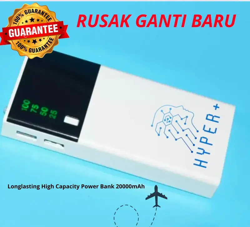 Hyper Powerbank 20000mAh LED Double USB Input Output | Garansi ganti baru 4