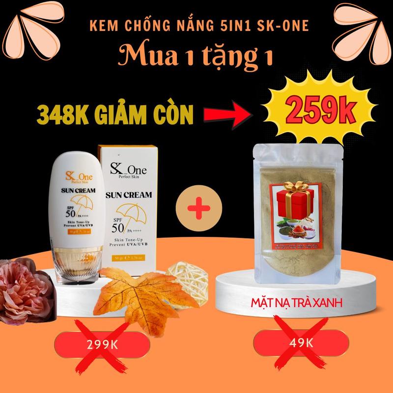Kem chống nắng 5in1 + {tặng 1 bịch bột mặt nạ} thay phấn trang điểm SPF 50 Skincare Làm Đẹp Da Nữ tất cả các loại da sunscreen chong nang