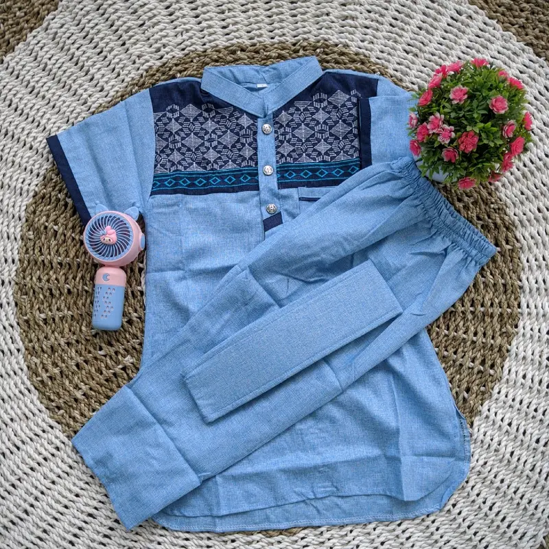 kurta muslim madina bordir lengan pendek\\baju koko yang cocok buat anak yang aktif bahan lembut dan Nyaman 4