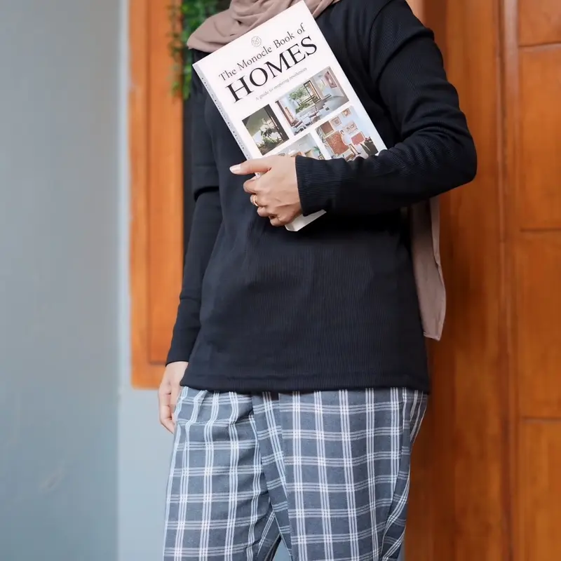 (BISA COD) One Set Outfit Kaos RIB dan Celana Baggy Pants atasan Lengan panjang 2