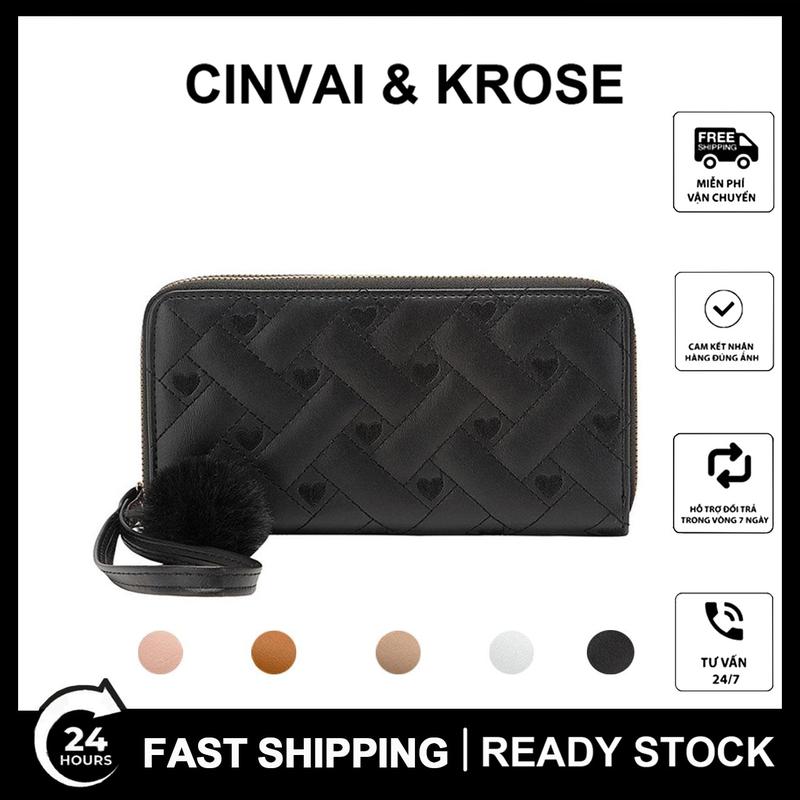 Ví, ví nữ, ví nữ thêu kim cương mới, ví cầm tay, túi đựng điện thoại di động, vòng tay có thể tháo rời, vòng tay nữ có mặt dây chuyền pompom, phong cách Hàn Quốc, hợp thời trang Lady Clutch