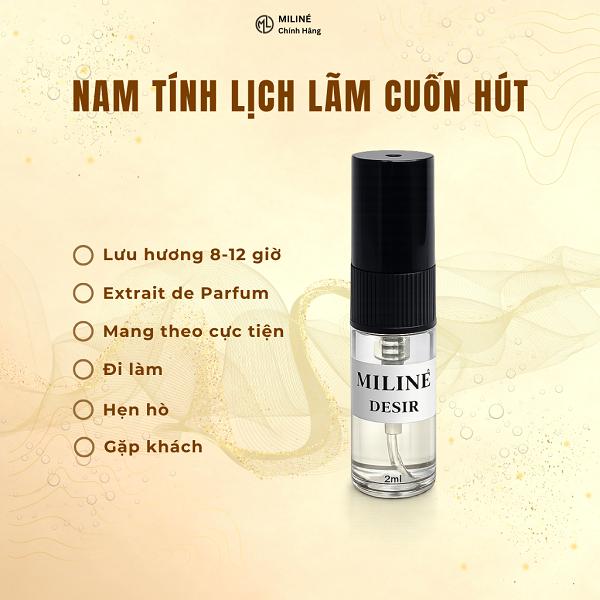 Nước Hoa Nam Thơm Lâu Miliné Désir 2ml, Nước Hoa Chiết Mini Mẫu Thử, Hương Nam…