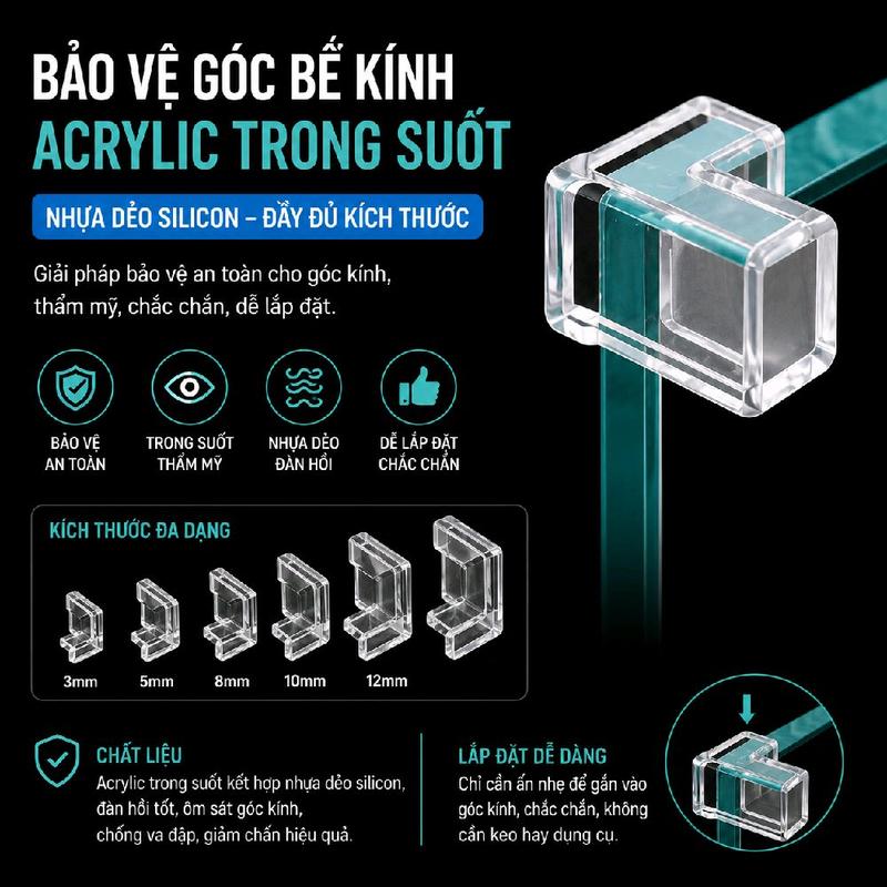 Bảo vệ góc bể cá đầy đủ kích thước