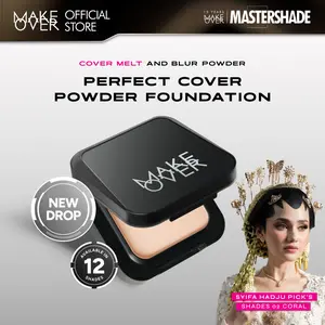 NEW! MAKE OVER Perfect Cover Powder Foundation - TWC Two Way Cake Cover Melt and Blur Powder 16H Blurring Velvet Smooth Finish Bedak Padat Compact High Coverage Ringan Wajah Flawless Make Up Tahan Lama Non-Comedogenic BEST SELLER