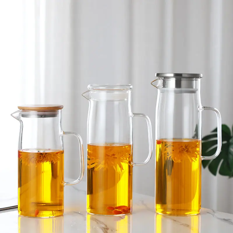 Wholesale Heat-Resistant Glass Water Pitcher Summer Cold Water Bottle Large Capacity Juice Drink Jug Simple Cool Boiled Water Jug