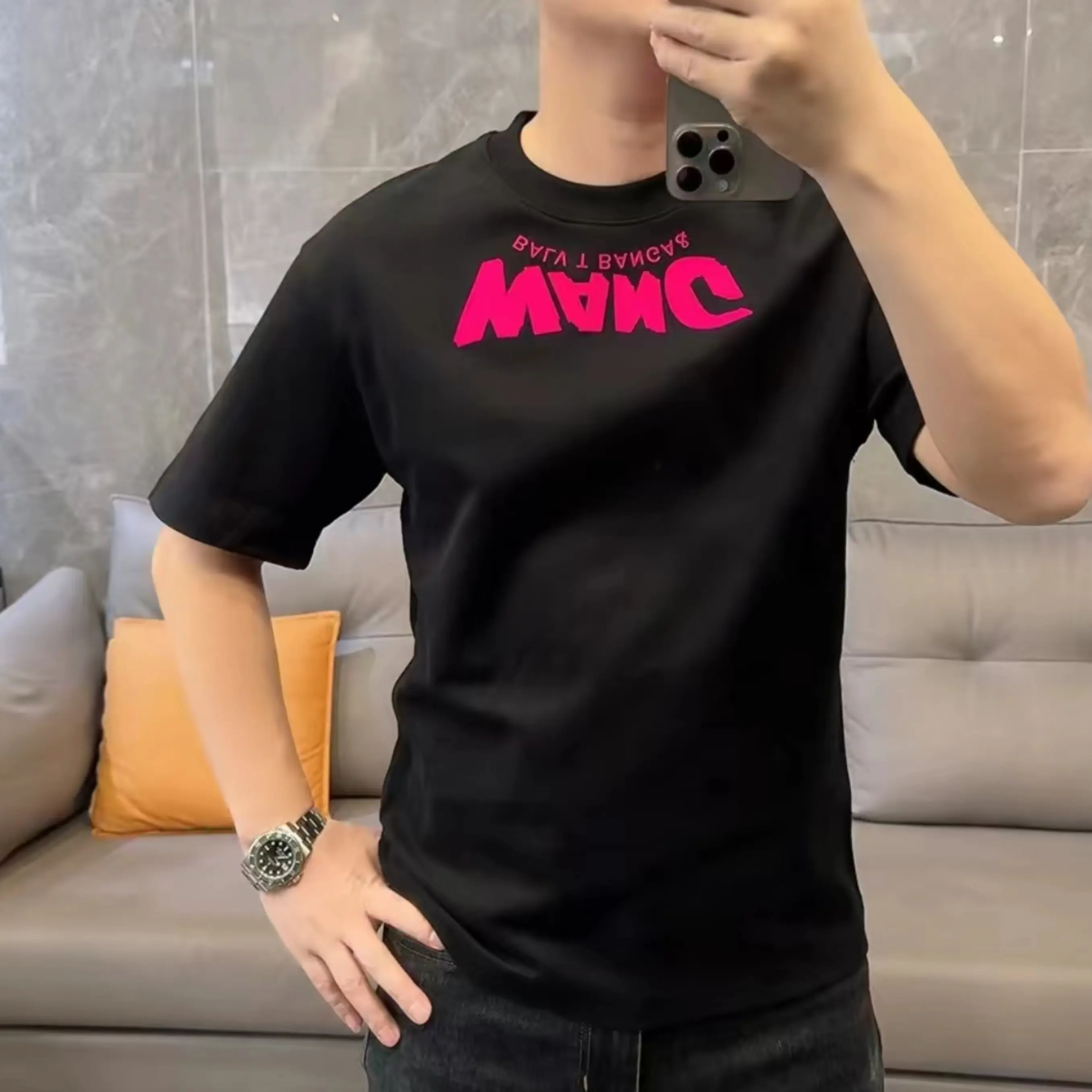 Áo Thun Cotton Trọng Lượng Nặng, Dành Cho Nam Và Nữ, Ngắn Tay, Thích Hợp Cho Mùa Hè, Phong Cách Cổ Điển Và Hợp Xu hướng, Dáng Rộng Vừa Vặn, Thiết Kế In Hình, Thích Hợp Cho Các Cặp Đôi, Tay Lửng