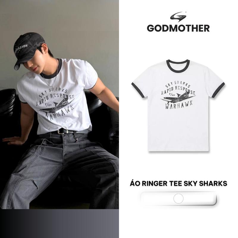 Áo Thun RINGER TEE GODMOTHER Áo Thun Trắng Cotton 4 Chiều Họa Tiết Basic Tôn Dáng Cá Tính Năng Động TSS26012