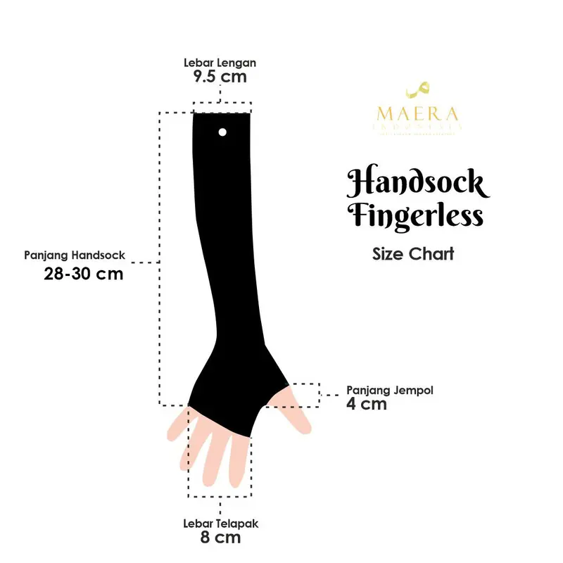Manset Tangan Panjang Selengan  Handsock Jempol Muslimah Hitam bahan Rayon by Maera 2