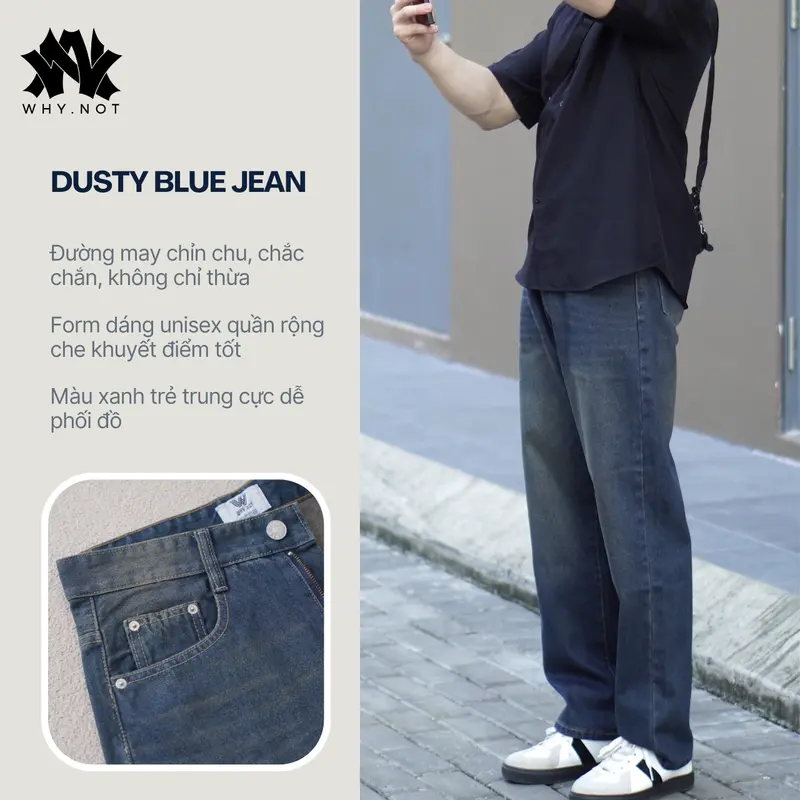[PHIÊN BẢN CAO CẤP] Quần Jean WHYNOT PRIME 5 Màu | Quần Jean Nam Ống Suông Rộng Mallard Blue Wash Phong Cách Retro JBGWTG 5