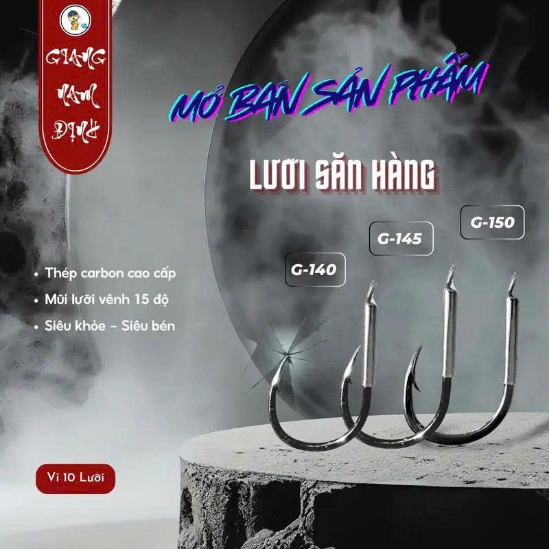    vỉ 10 lưỡi Lật Vợt   Lưỡi Săn Hàng Câu Trắm Đen Cực Khỏe- Móc Câu Cá Siêu Sắc Bén-dicau,fishing 