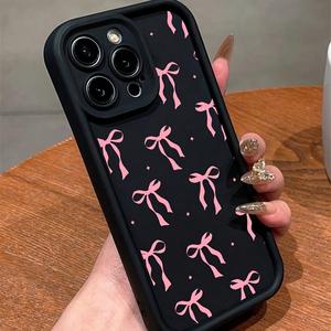 Funda para Teléfono de TPU Anticaídas con Diseño de Moño Lindo para iPhone 11/12/13/14 Pro Max/15 Pro/16 Plus, Cubierta Moderna y Protectora