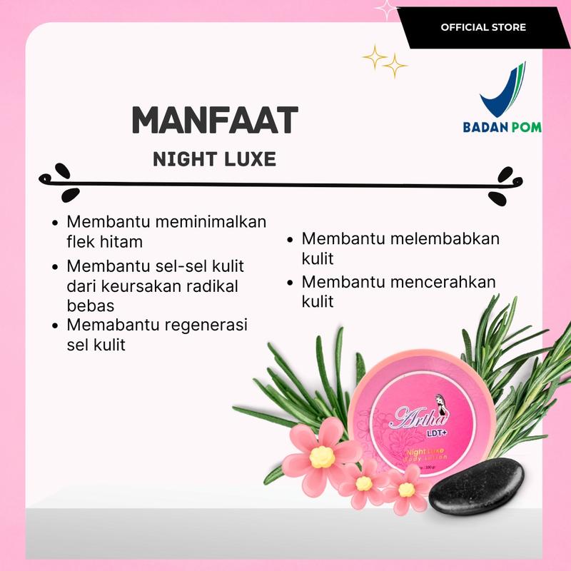 [ARTHA LDT] PAKET BUNDLING 1 PAKET SKINCARE + NIGHT LUXE BODY LOTION  FREE POUCH 4
