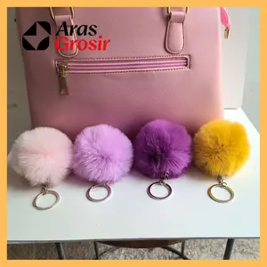 ARAS GROSIR - Gantungan Tas Gantungan Kunci Pompom Bulu Aksesoris Tas