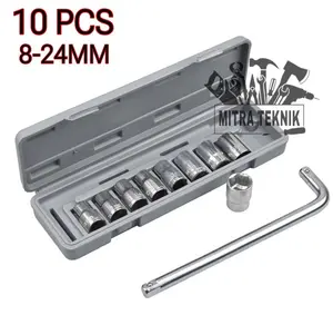 Tool Kit 10 In 1 Kunci Sock 10 Pcs Pas - Shock- Sok Obeng Alat Bengkel Perkakas Tukang Dan Alat Bengkel Serbaguna 10 in 1