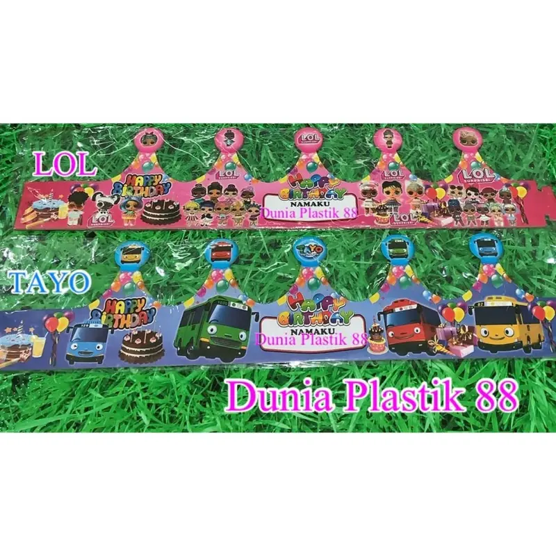 HARGA/PACK isi10pcs TOPI kertas MAHKOTA karakter anak perlengkapan souvenir ultah ulang tahun birthday 3