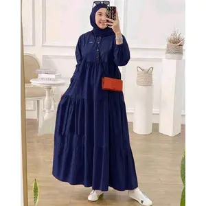 Kirania JUMBO maxy dress gamis canda Muslim kancing tali samping bahan rayon jumbo polos Ld 120cm Pb 135cm untuk BB 40-90kg