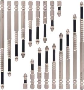 高磁性ドライバービットセット-18個の滑り止め、耐衝撃性ビット（25-150 mm）、マグネットループ付き、6.35 mm六角シャンク、ソケット互換性、耐食性、精密産業および家庭用に最適、スクリュー締め付け用インパクトドリルに適合