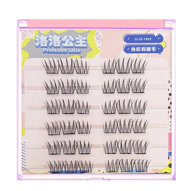 Glue-free self-adhesive false eyelashes natural thick single cluster easy to apply for beginners makeup cosmetics long-lasting wear 3