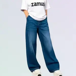 Zamus - Celana Jeans Anak Kulot Skena Gombrong Usia 5-14 Tahun Bahan Original Pinggang Karet Muter