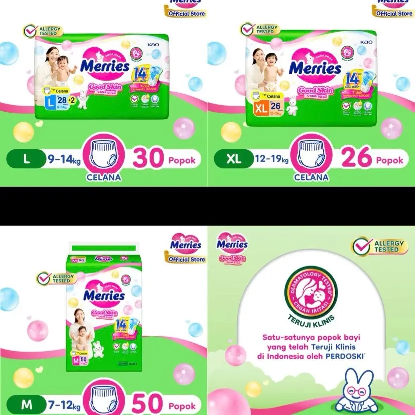 Merries Pants Good Skin / NB-S40 / M34 / L 30 / XL 26 / Popok Celana Merries