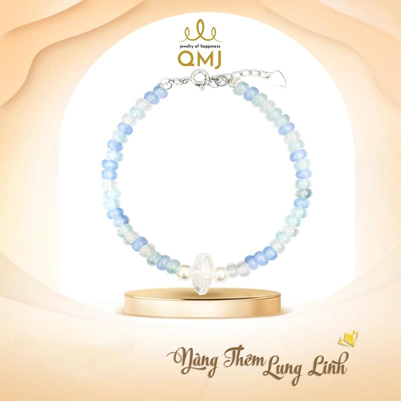 QMJ STORE - Q189 LẮC TAY HOA TIÊN TỬ ĐÁ ÁNH NGUYỆT QUANG NHÂN TẠO KHÓA CHỐT BẠC 925 CAO CẤP