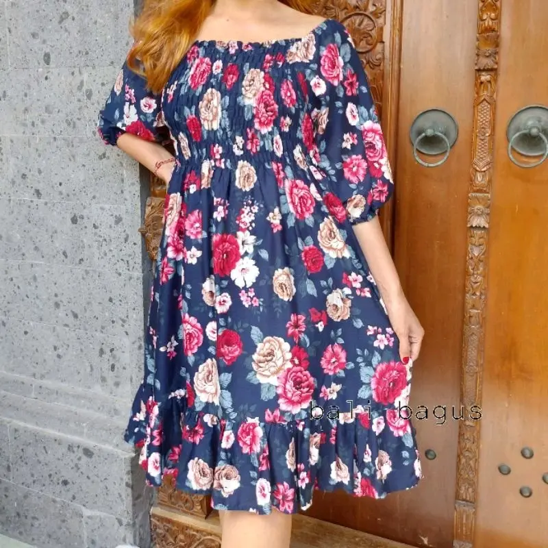 Dress Lily XL XXL LD130                                                                                               Shimmer midi maxi Dress floral korean style becca simpel elegant baju Lebaran wanita gereja aesthetic ter baru 2023 2