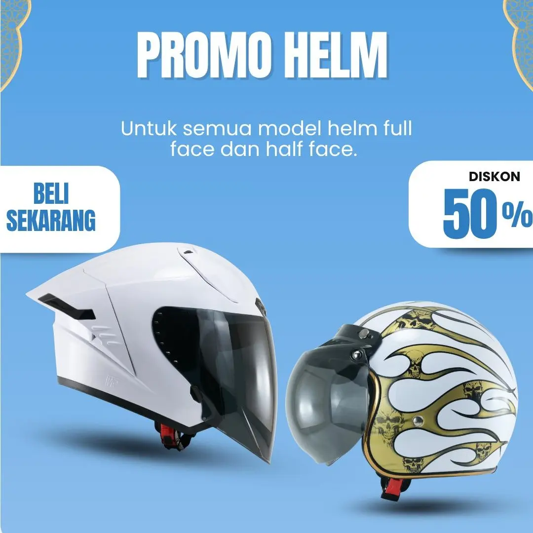 Helm Bogo Retro Motif PROMO Kaca Cembung hitam SNI Motorcycle