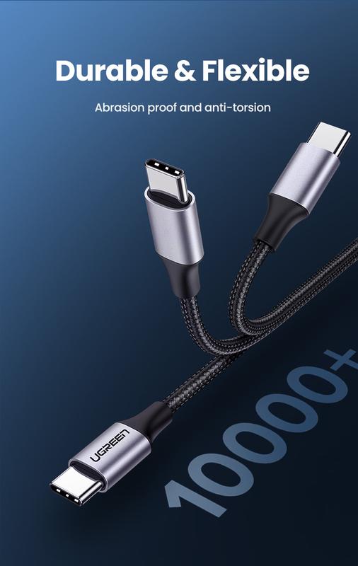 Product Introduction of UGREEN 60W USB C to USB Type C Cable USB-C Fast Charge Data Line USBC Type-C PD Phone 1 Meter Cable for M1 MacBook, iPad, Xiaomi Mi 10 Pro, Samsung, Huawei 4