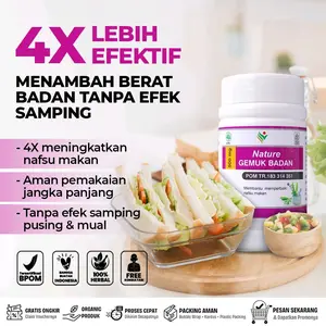 Nature Gemuk Badan 4X Lebih Efektif Menambah Berat Badan Tanpa Efek Samping Aman Pemakaian Jangka Panjang BPOM