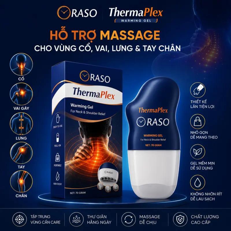 Thanh Bi Lăn Oraso ThermaPlex 70ml Gel Massage Dạng Bi Lăn Thiết Kế Nhỏ Gọn…