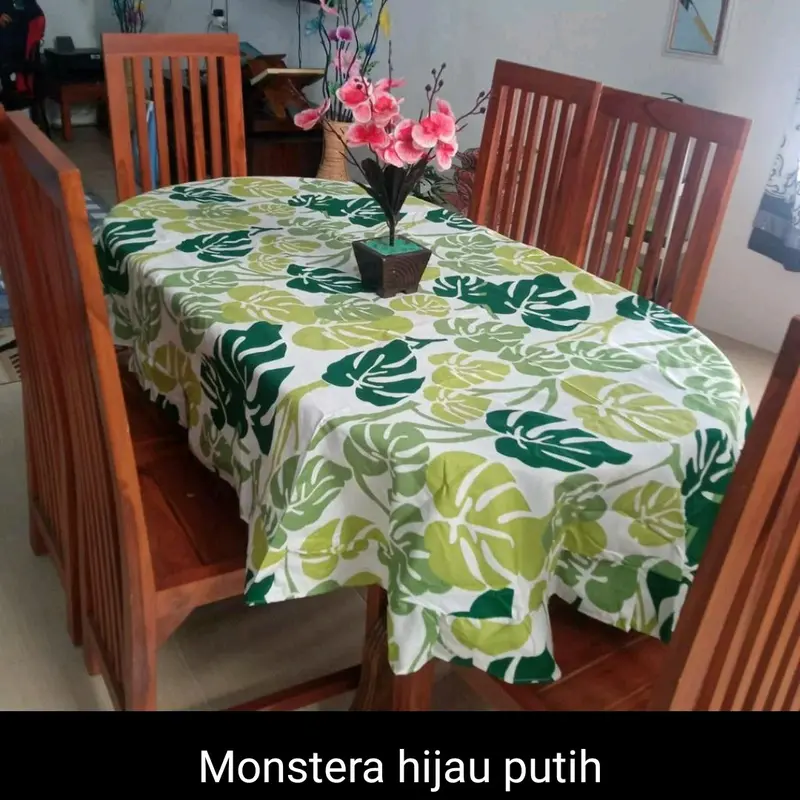 TAPLAK MEJA MAKAN OVAL KURSI 4 DAN 6 KAIN KATUN MODERN TERBARU 2024 Dekorasi Modern Taplak Meja Katun Elegant Pink Tablecloths & Runners 1