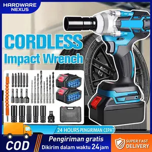 Impact wrench Cordless 588V 980NM Brushless bor impact baterai mesin impact buka baut Cordless Electric Wrench Rechargeable Torsi besar Mesin Bor