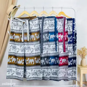 Celana Kulot Motif Gajah Thailand Viral 2025 Bahan Rayon Super Adem Lembut Flowly Nyaman Dipakai Seharian Unisex Jumbo XXL | Calisa.co