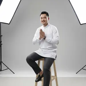 RORA Kemeja Koko Resleting Slim Fit Panjang