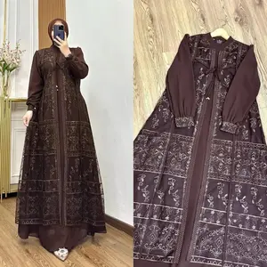 Toko Cantique - Davina Dress Muslimah Ceruty Brukat Swarovski Gamis Terbaru 2026-2027 Model Baru Kekinia Gamis Ceruty