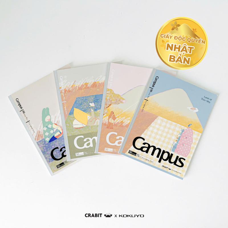  Vở kẻ ngang chấm vở ô ly B5 A5 80 trang Crabit x Kokuyo Campus Land of Too-Shy 