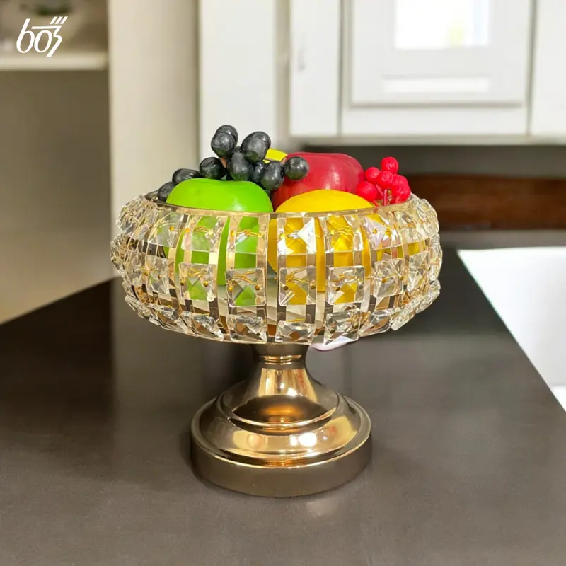 [COD] 603Store Tempat Penyimpan Serbaguna / Hiasan Ruangan / Toples Penyimpanan PERMEN Crystal. Emas 5
