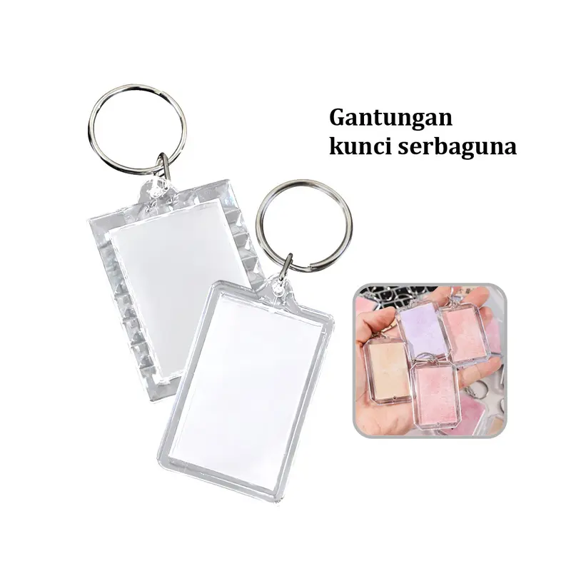 [COD] GD C1269 Gantungan Kunci Akrilik Bingkai Foto Keychain Bening Polos 1