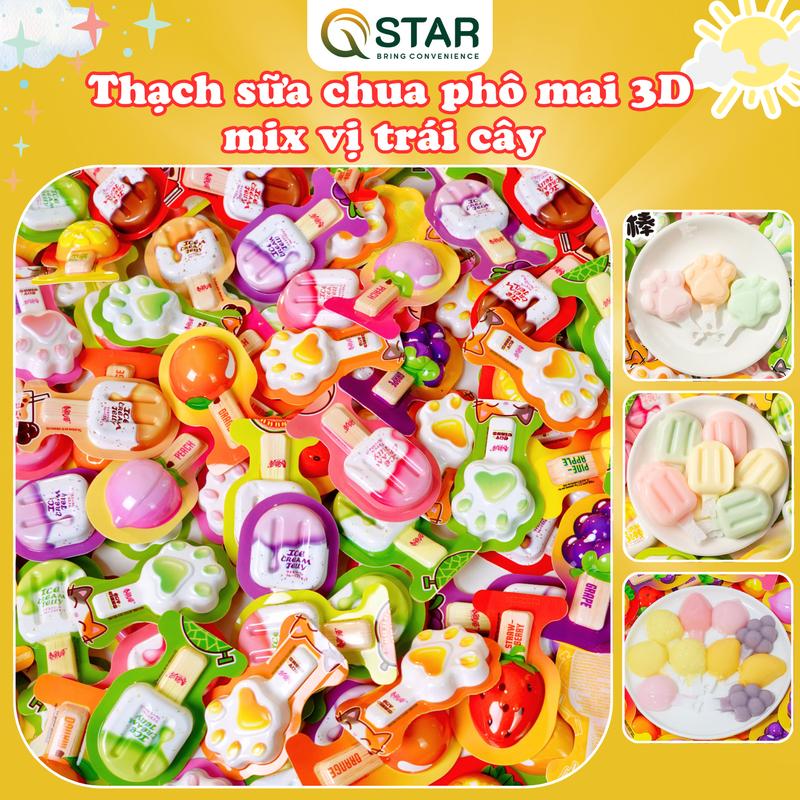 Thạch sữa chua phô mai 3D mix nhiều vị trái cây, thạch chân mèo, thạch que kem - Hiệu CHUNYAYUAN - Ăn vặt